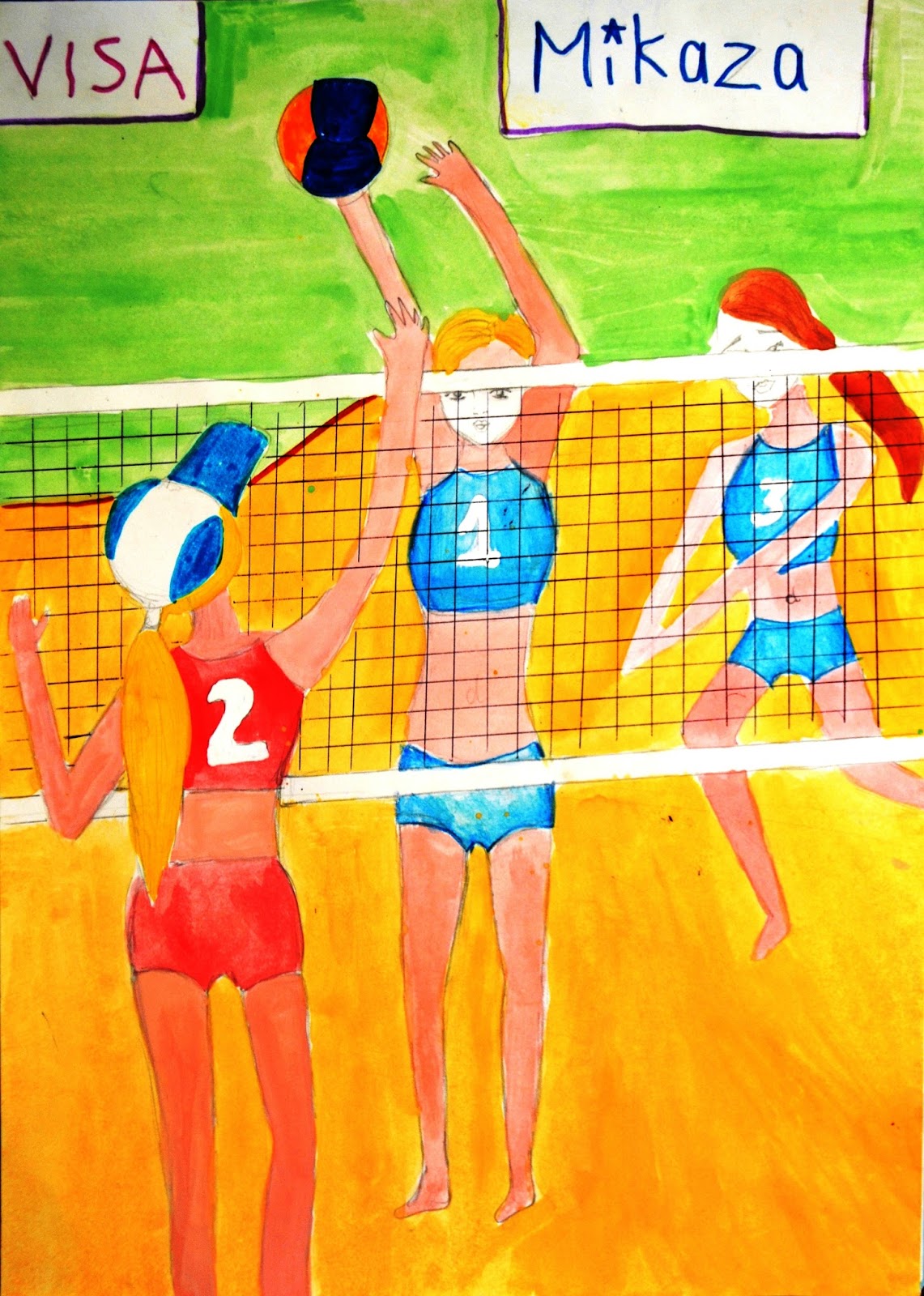 Волейбол рисунок цветной